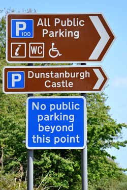 Parking sign on the approach to Craster